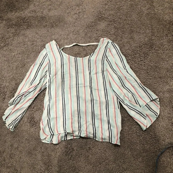 Drew Anthro Striped linen blend blouse NWT Size Medium - Picture 1 of 9